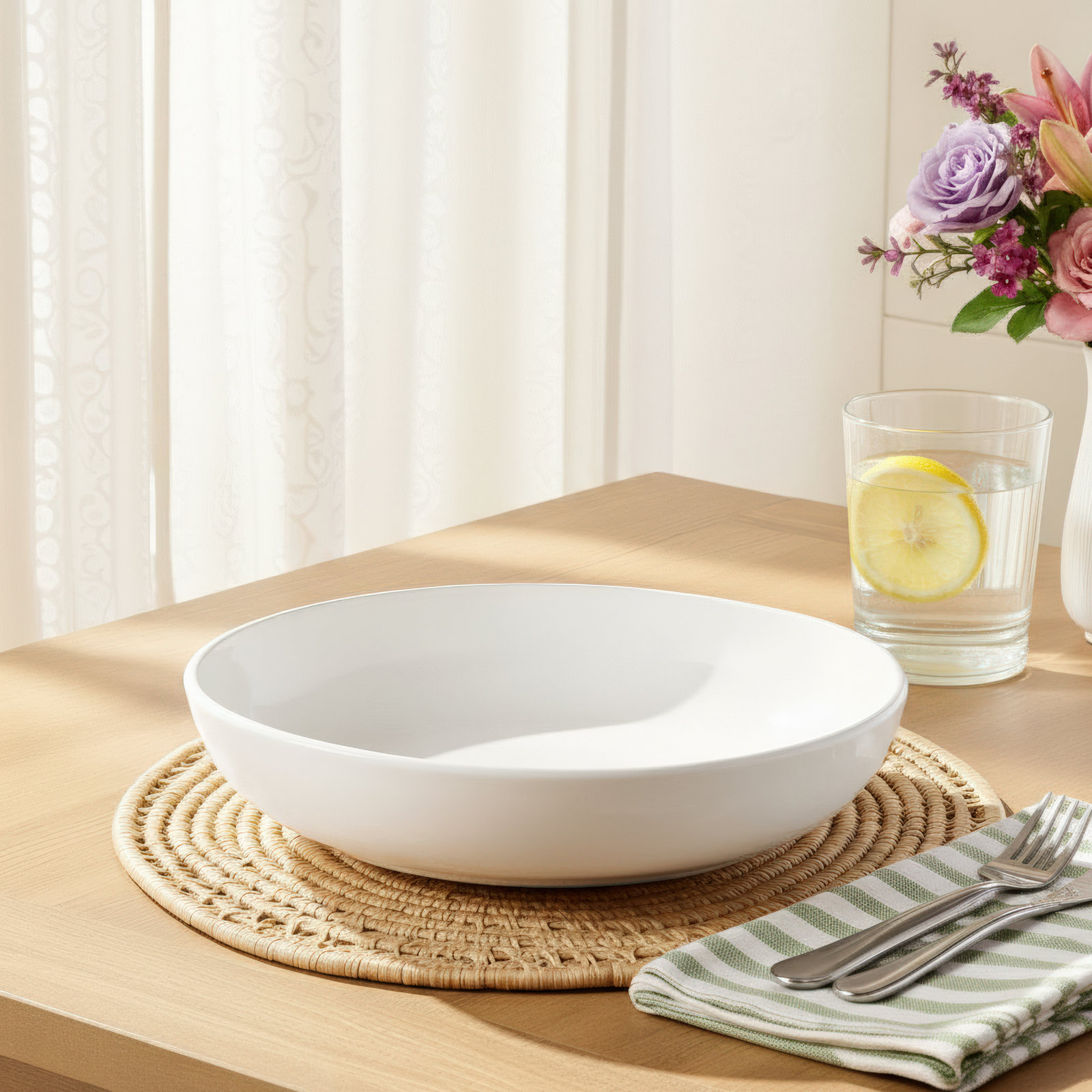 Malmesbury Universal Stoneware Pasta Bowl, White