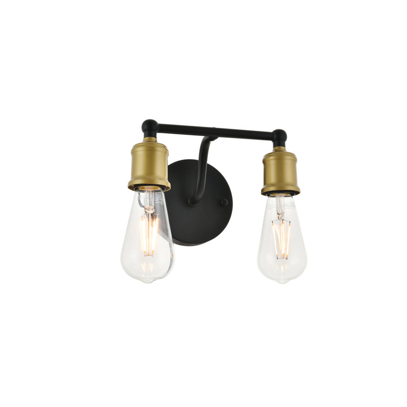 Applique à bras à intensité variable Sumas, H 5,6 po x l 8,7 po x P 8,7 po, Noir/laiton, Deux lumières