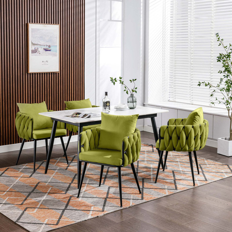 Chaise de salle à manger capitonnée, Olive