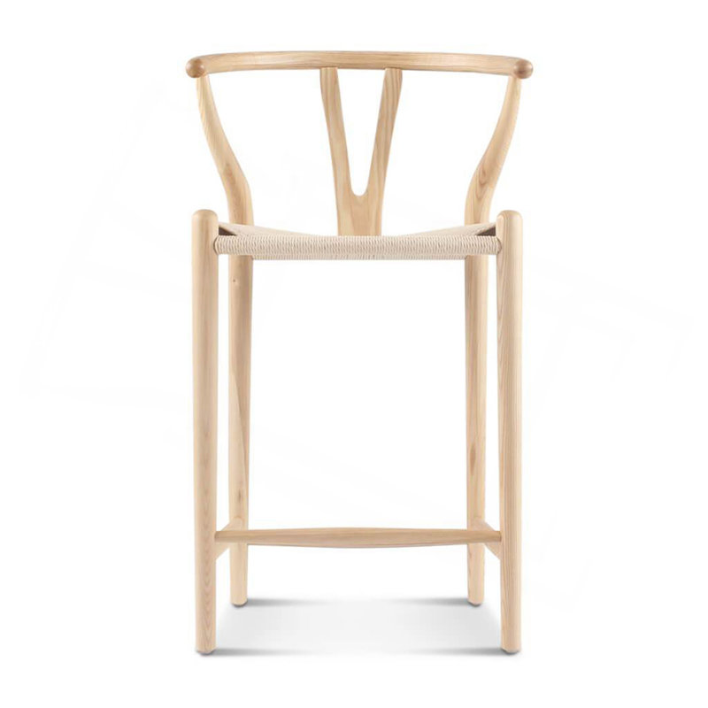 Tabouret de comptoir Wishbone, Bois de frêne naturel