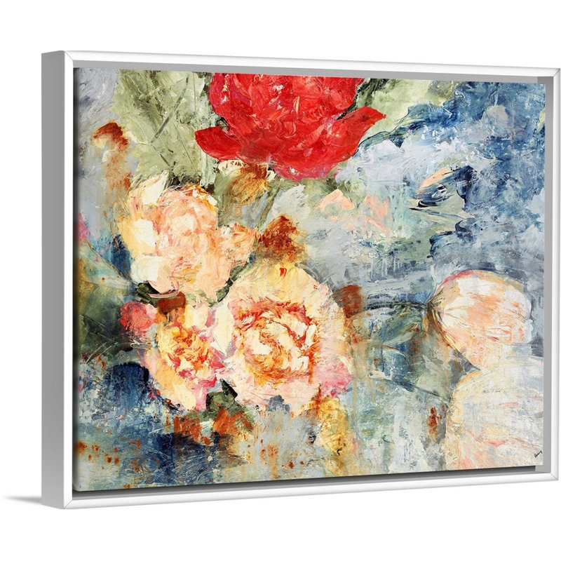 Reproduction d’art sur toile, "Blooming bouquet" par Alexys Henry, Cadre flottant blanc, H 26 po x l 32 po x P 1,75 po