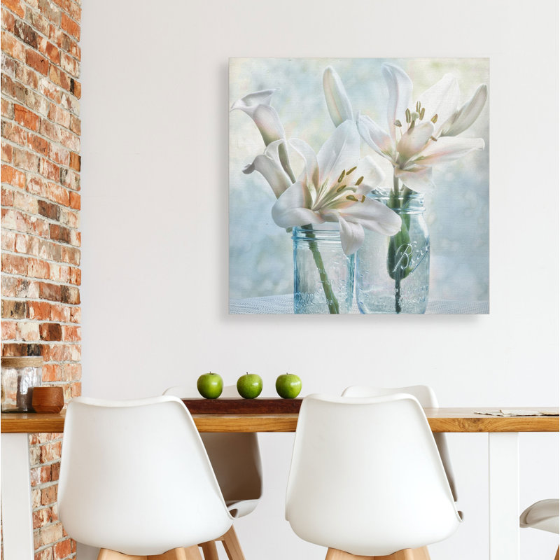 " Ball Mason Lily I ", 16" H x 16" W x 1.5" D, Wrapped Canvas