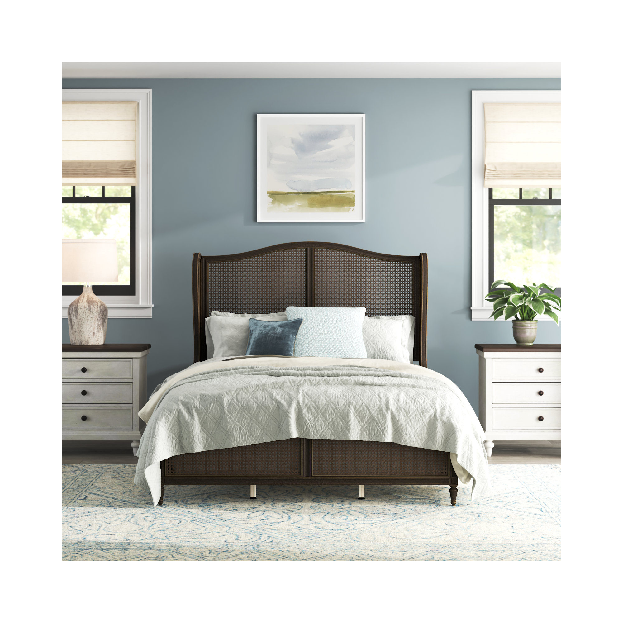 Gia Wingback Bed, Oiled Bronze, Queen