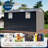 AMERLIFE 10.1x11.5x7.4 FT Galvanized Steel Storage Shed with 2 4-Pane Windows Hinged Double Doors, Outdoor Shed for Backyard, Garden, Patio, Dark Grey