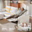 Canapé inclinable électrique à 3 places en chenille avec repose-tête et canapé-lit modulaire surdimensionné avec repose-pieds-810779455