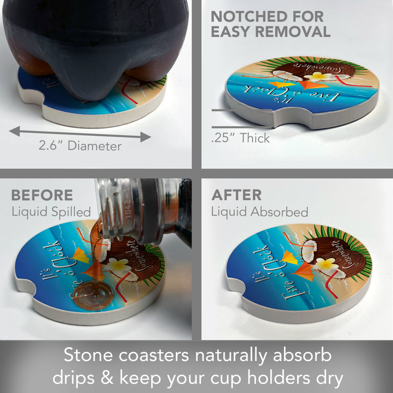 Ensemble de 2 sous-verres cinq voitures en forme de noix de coco
