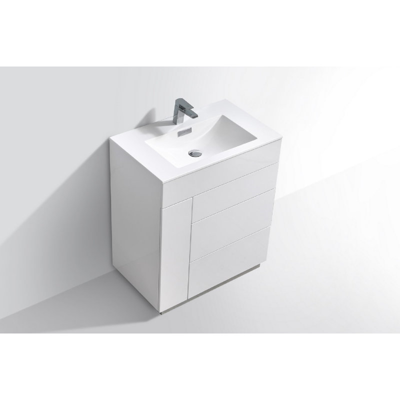 Ensemble de meuble-lavabo simple 30 po Ebler, Blanc lustré