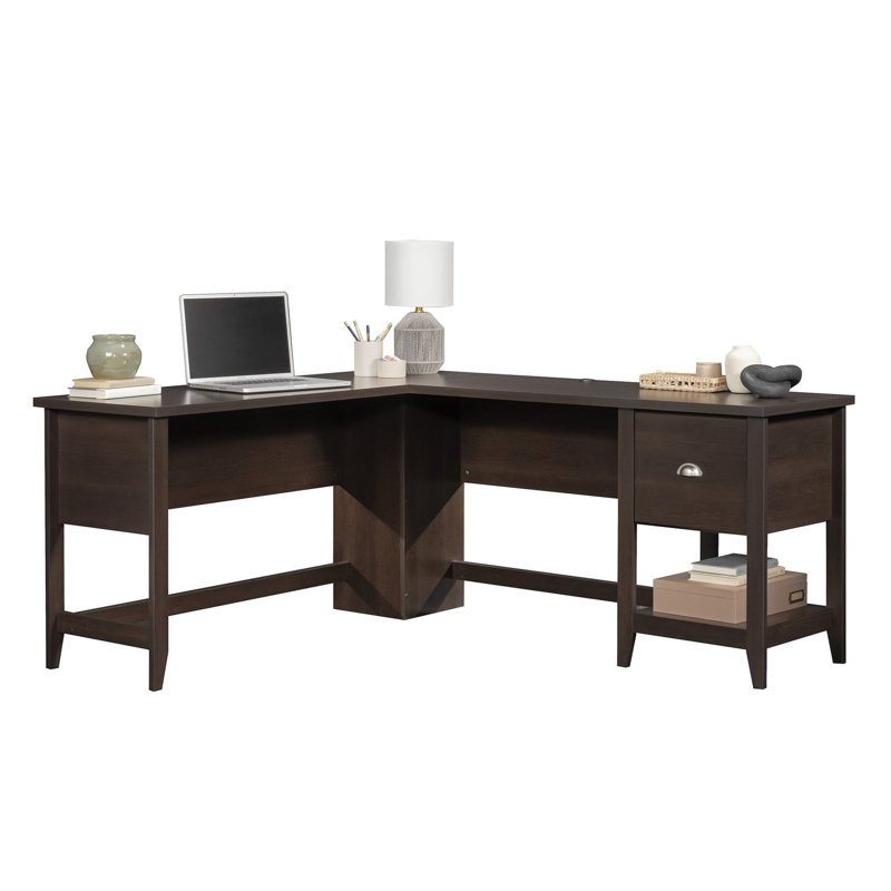Bureau en L, finition brune