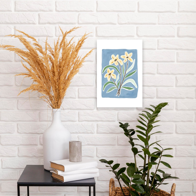 «Blue Floral», 1 audacieux, nature minimaliste, printemps, art mural, 18" H x 12" W