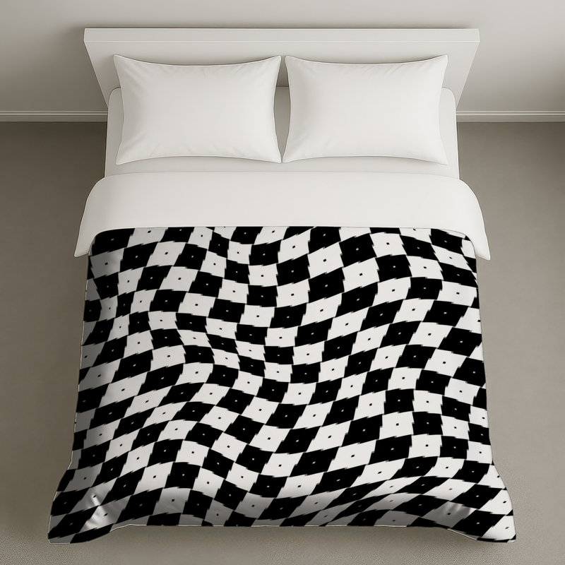 Housses de couette à carreaux ondulés, Très grand lit