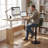 Latiera Swivel Adjustable Height Bar Stools Faux Leather Counter Stools with Footrest-98722008
