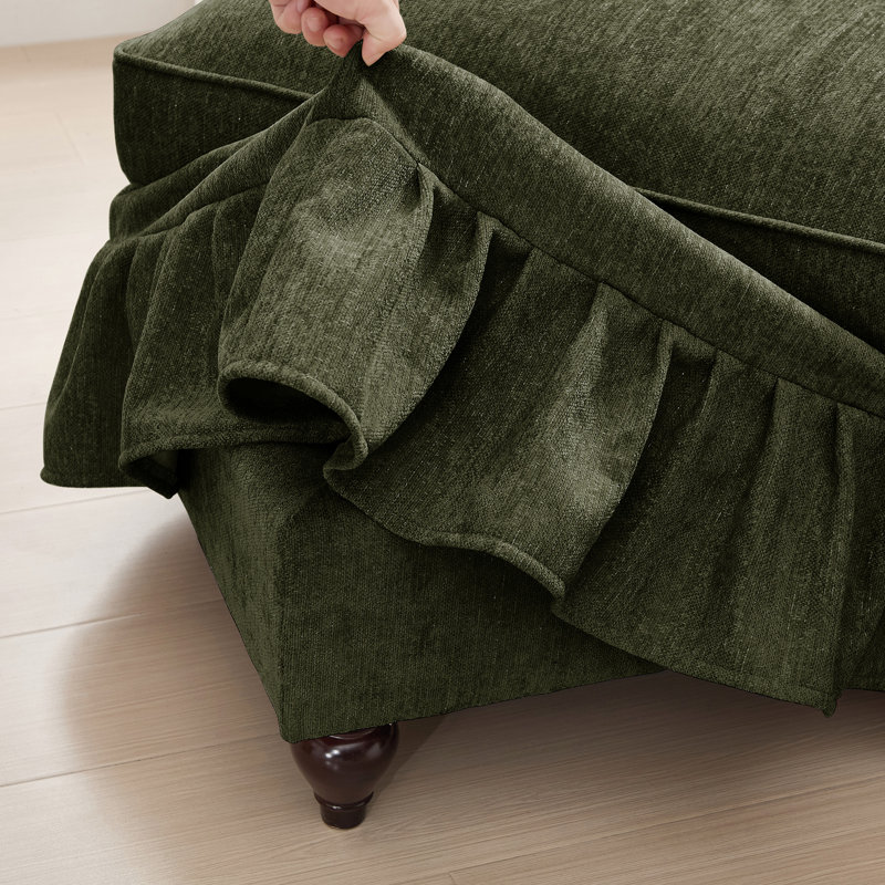 2 places et avec jupes amovibles, dossiers en forme de fleur, tissu chenille doux pour une pièce d'ambiance chaleureuse dans le salon, avec volants, pieds fuselés, rembourrage en mousse haute densité