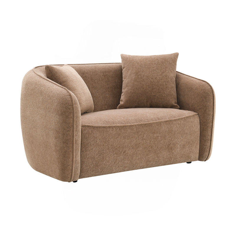 Causeuse en chenille avec 2 coussins décoratifs assortis, Brun