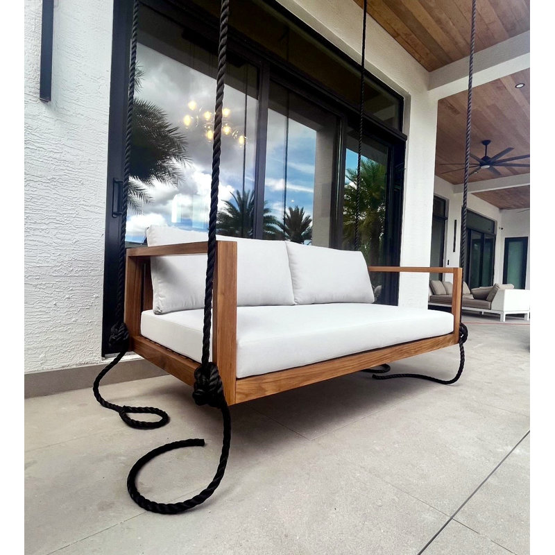 Delray Teak Swing Bed With Cushions