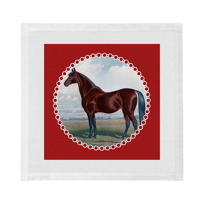 English Thoroughbred Cotton Sateen Dinner Napkins, Red