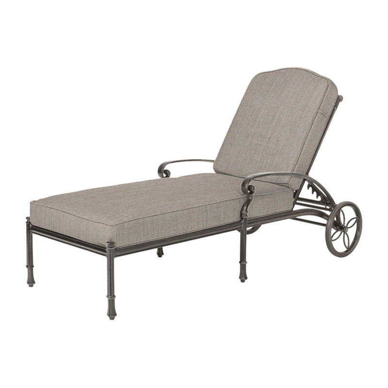 Bella Vista Outdoor Chaise Lounge, Cast Ash Sunbrella® Plainweave, Midnight Gold