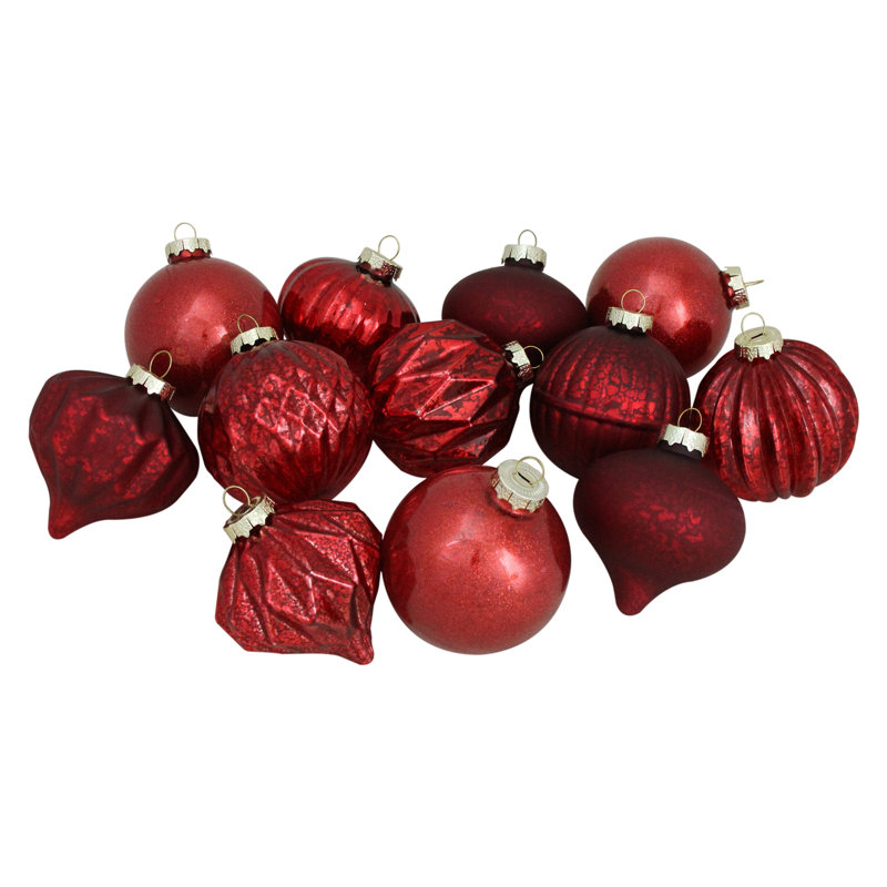 Ensemble d'ornement de Noël 12 carats, Rouge