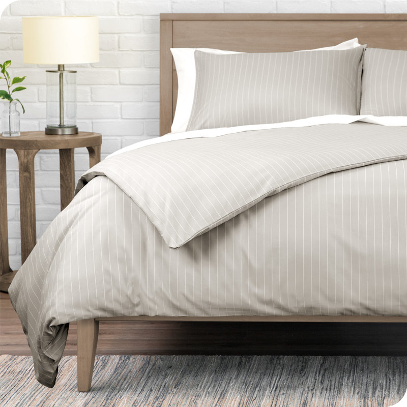 Modern & Contemporary Duvet Cover, Twin Extra Long Duvet Cover + 1 Standard Shams, Stone/White