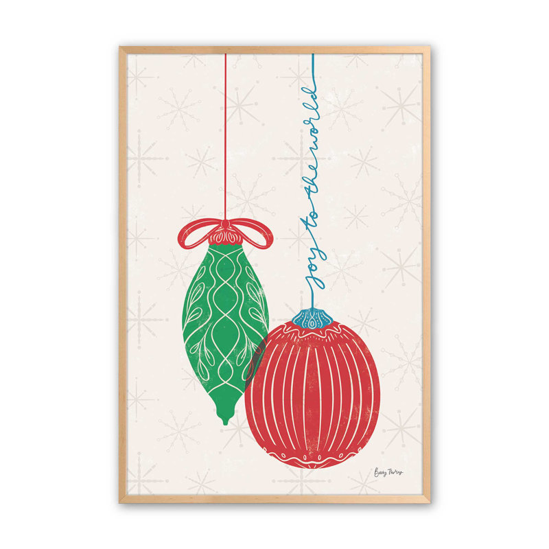 Elegant Holiday Ornaments II, impression dans un, Érable brut encadré, H 11 po x l 9 po x P 1,25 po