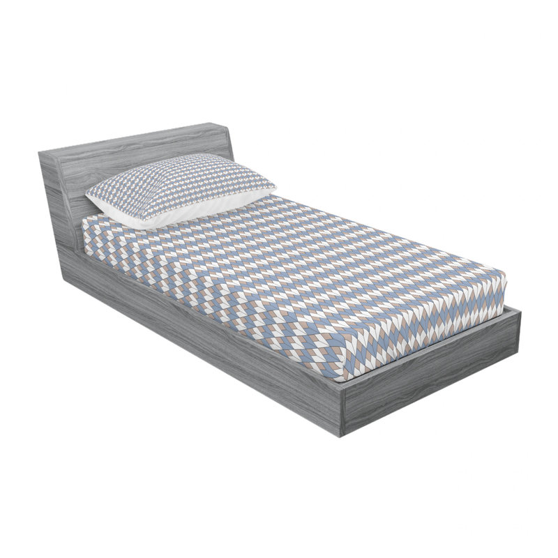 Microfiber Geometric Sheet Set, Twin XL Sheet Set with Fitted Sheet