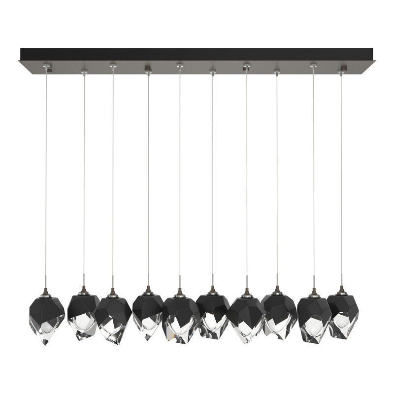Chrysalis 10 - Light Kitchen Island Geometric Pendant, Dark Smoke, Black, 80" H x 44.5" W x 8.5" D