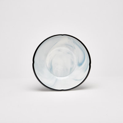 Yedi 1882C59E79C54AE9A1E743F2694BDFA7, 8.25" Fine Porcelain Blue Deep Plate, Bone China Marble Soup Bowl, Cereal Plate