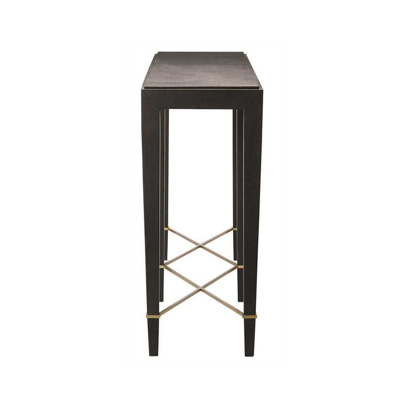 Verona 76'' W Solid Wood Console Table, Black Lacquered Linen