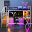Lit mezzanine simple en métal avec poste de travail intégré