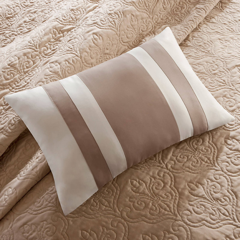 Attingham Beige 7-Piece King/Cal King Quilt Set with Euro Shams and Throw Pillows, Beige