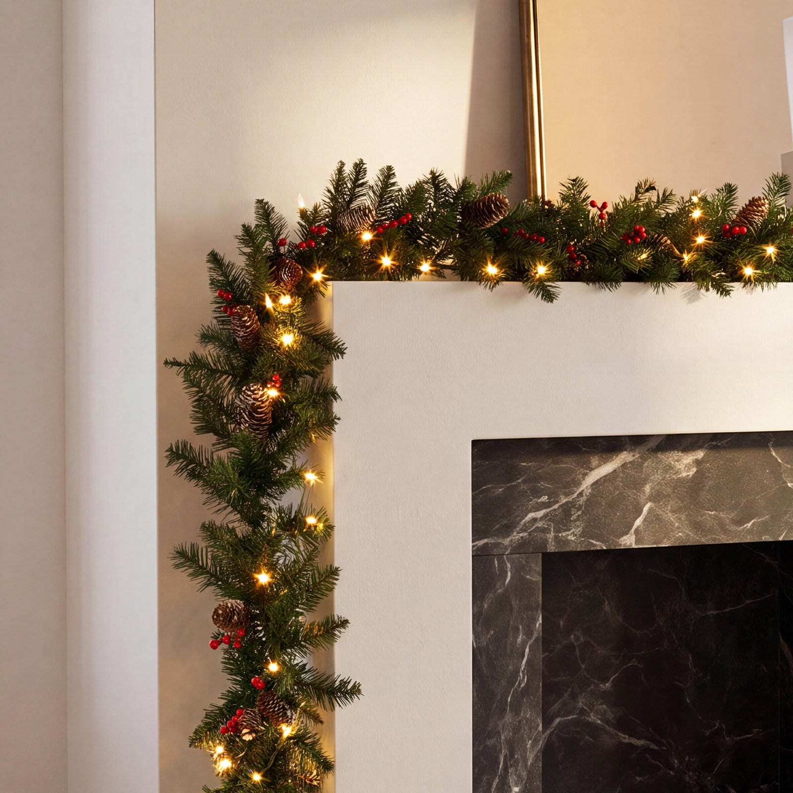 The Holiday Aisle® 9ft. Glittery Mountain Spruce Garland with Clear Lights