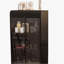 Armoire de rangement en métal avec portes en verre et plateau rabattable, vitrine à 4 niveaux avec tablettes ouvertes pour la cuisine, le salon, le bureau personnel et la salle de bain
