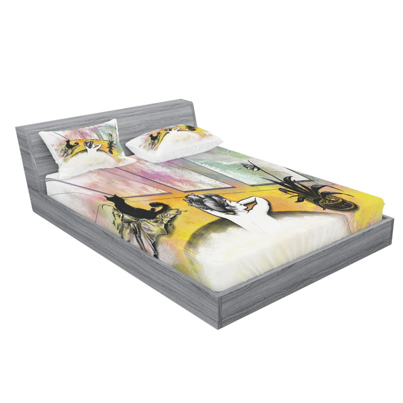 Microfiber Sheet Set, Queen Sheet Set with Fitted Sheet