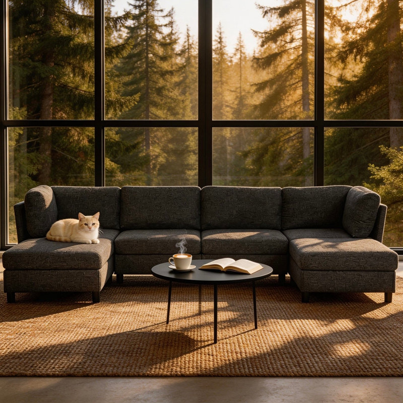 Modern Modular Corner Sofa, DARK GREY
