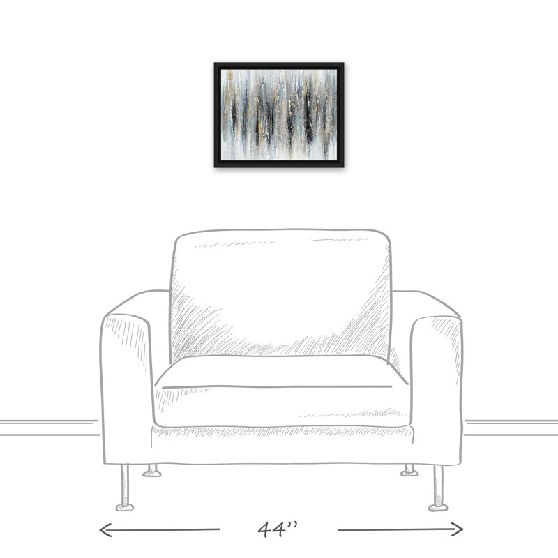 Toile flottante encadrée Deep Waves, H 12,75 po x l 15,75 po x P 1,75 po, Cadre flottant noir