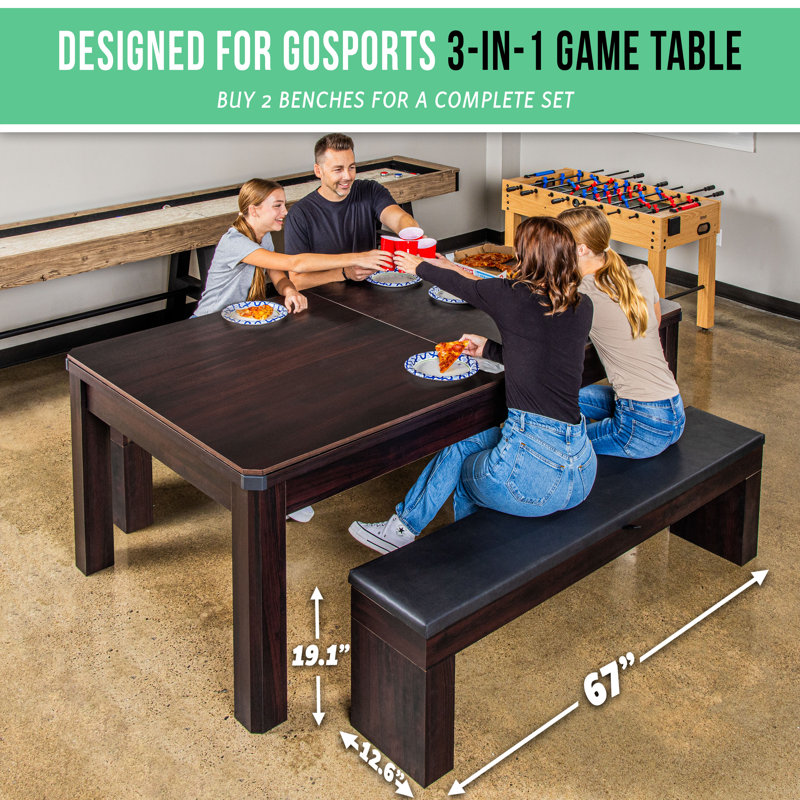 Banc de rangement pour table de ping-pong, table à manger et tennis de table 7 pi 3 en 1 GoSports - Finition bois foncé