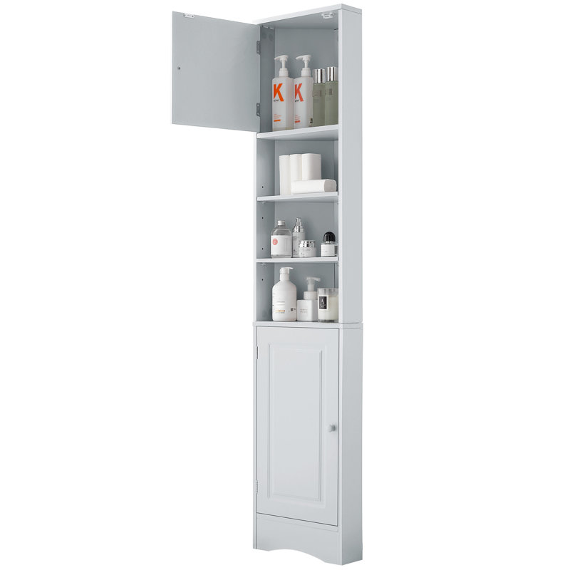 Bathroom Cabinet In Grey With Adjustable Shelves And Construction Tall Two Doors