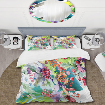 Green/White Microfiber Duvet Cover Set