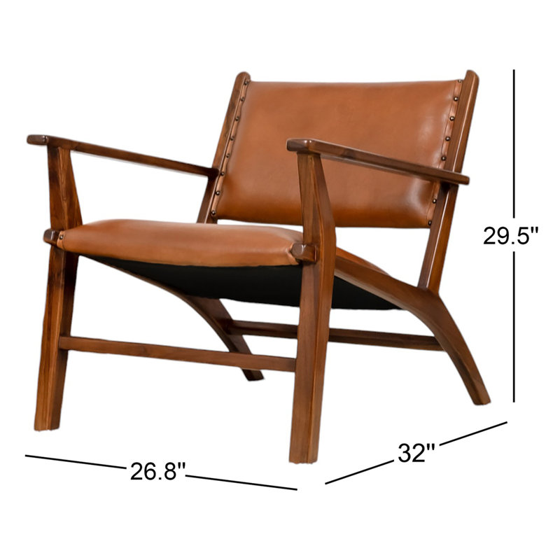 Azyla 26" Wide Genuine Leather Armchair, Cognac Tan