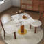 Table de salle à manger moderne carrée, table en pierre frittée de 33,5 po avec pieds en bois et base dorée, table de cuisine pour 2 personnes pour petit espace, capacité de poids de 150 lb (seulement la table de Négociation)-2105226161