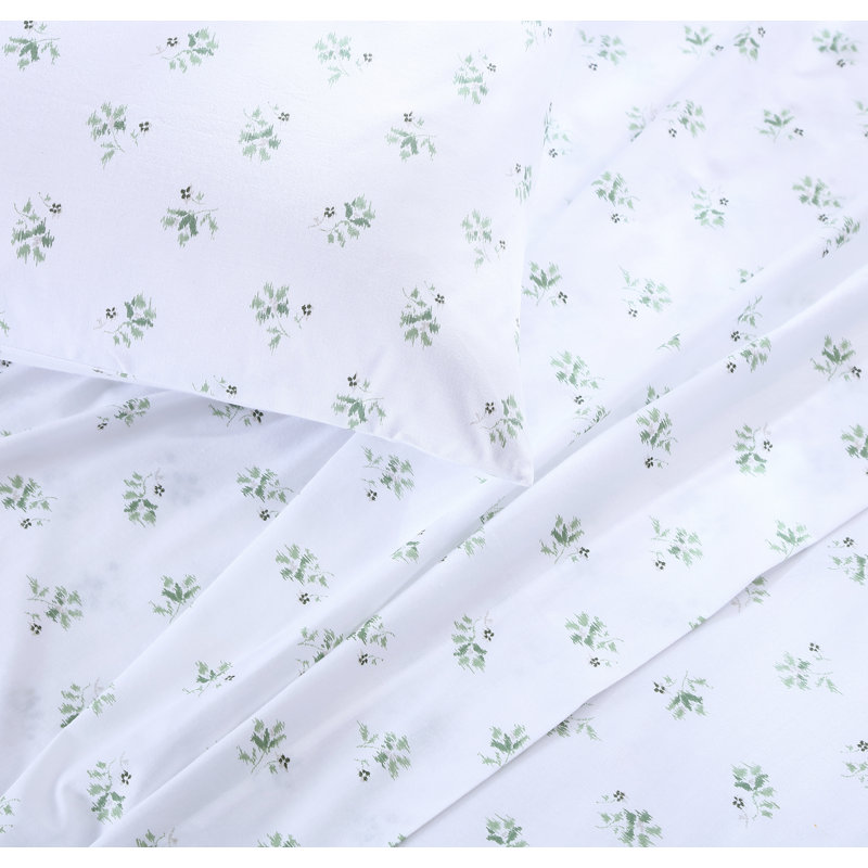 Middlebrook  200 Thread Count Floral 100% Cotton Percale Sheet Set, Twin Sheet Set + Fitted Sheet + 1 Pillowcase