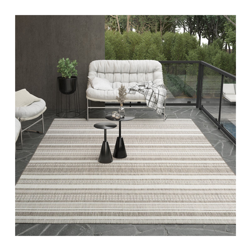 Tapis intérieur / extérieur beige / taupe Fierce Alhambra, Rond 7 pi 6 po