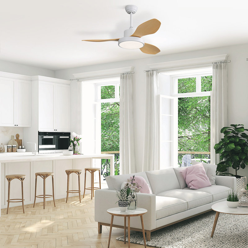 47 Inch Ceiling Fan With 22W LED Light And Remote Control 6 Speeds Reversible DC Motor For Living Room
