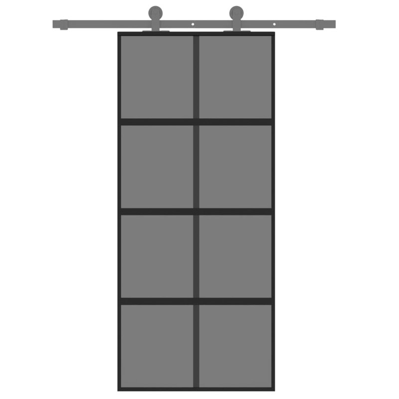 Isher Glass Sliding Door, 205cm H x 90cm W, Black
