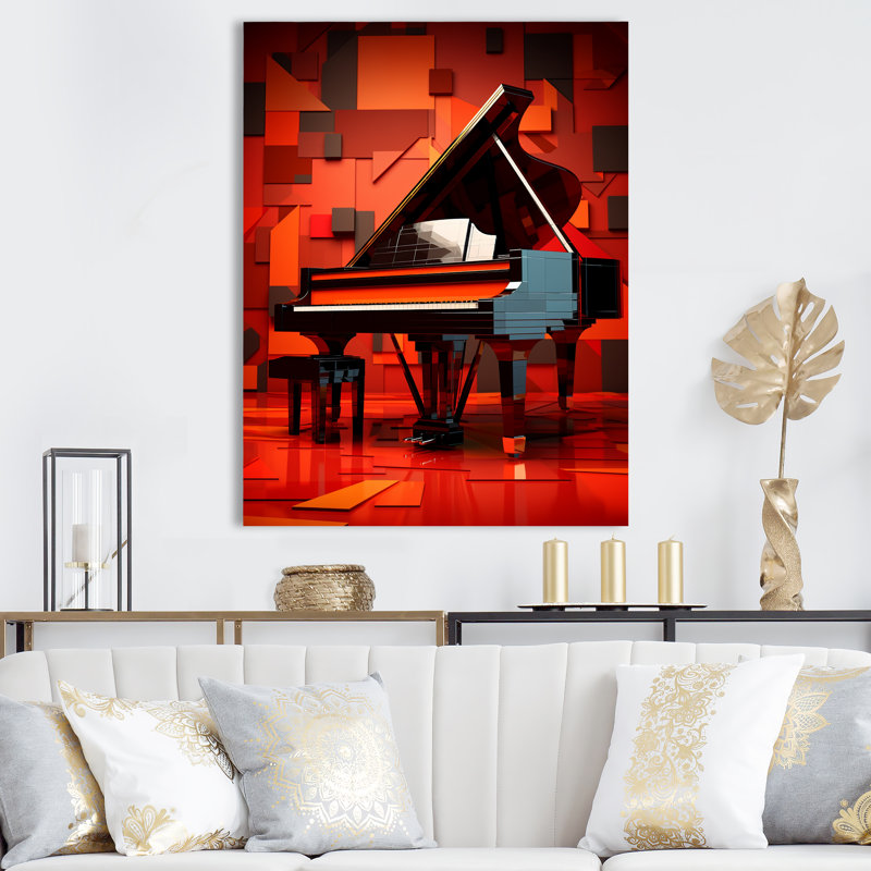 «Red Piano Cubist Concerto», reproduction sur toile, Toile tendue, H 20 po x l 12 po x P 1 po