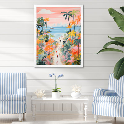 «Pastel Color Coastal Beach Scene Paradise IV», art mural plage