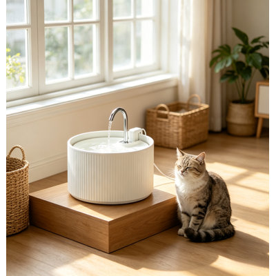 Fontaine à eau pour animaux de compagnie de 2,2 L avec robinet en acier inoxydable, distributeur d'eau automatique pour chat, pompe silencieuse et filtre multi-étapes.