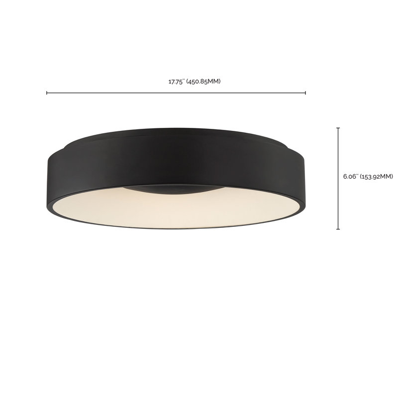 Lucien 1 - Light LED Flush Mount, 6.06'' H x 17.75'' W x 17.75'' D", Black