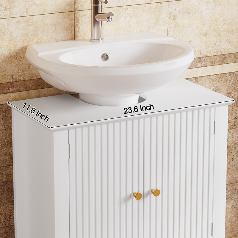 Armoire de salle de bain sous le lavabo moderne à 2 portes avec tablette amovible Modern, Blanc