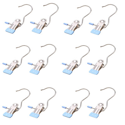 12PCS Essential For Home Life 6 Color Optional Stainless Steel Clothes Hanger Hook Traceless Storage Easy To Dry Shorts Socks Fabrics