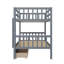 Lit superposé simple au-dessus de simple avec 2 tiroirs transformables en 2 lits simples-47029626